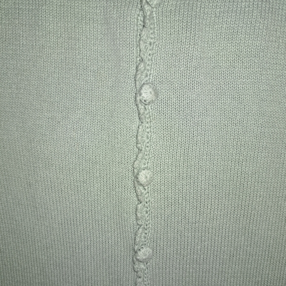 Bridgewater Short sleeve sweater cardigan light green sage Small Crochet Vintage - Picture 5 of 11